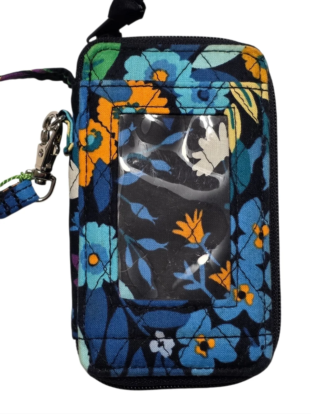 Vera Bradley Midnight Blues Pattern Iconic Zip ID Case Small Wallet Wristlet - Picture 3 of 7